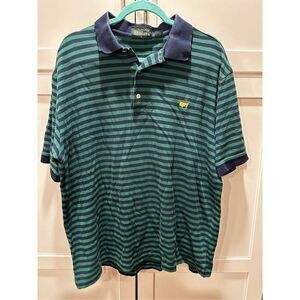 Masters Collection 60’s Two-Ply Mercerized Polo Green Navy Stripes Men's Sz XL
